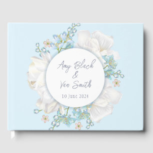 Livro De Visitas Casamento Floral Azul Tulip