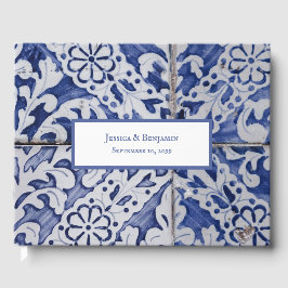 Livro De Visitas Casamento Floral Azulejo de Azulejos Portugueses P