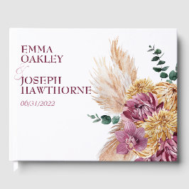 Livro De Visitas Casamento Floral Bohemian Fall Burgundy