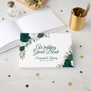 Livro De Visitas Casamento Floral Boho Rustic Emerald Green Elegant