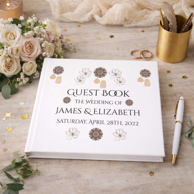 Livro De Visitas Casamento Floral Boho Rústico  (Criador carregado)