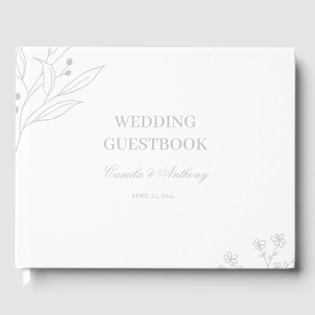 Livro De Visitas Casamento Floral Boho Silver Corner (Frente)
