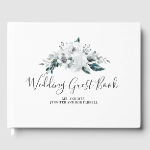 Livro De Visitas Casamento floral branco