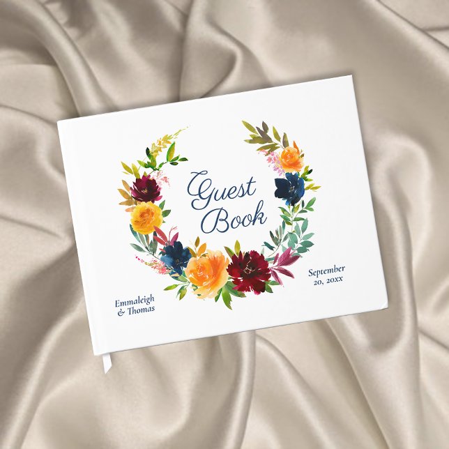 Livro De Visitas Casamento Floral Bright Watercolor (Criador carregado)