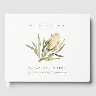 Livro De Visitas Casamento Floral Cento Nativo Banksia Watercolor