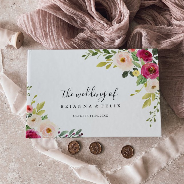 Livro De Visitas Casamento Floral Cinza Verde (Criador carregado)