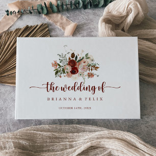 Livro De Visitas Casamento Floral Colorido Dourado Russo