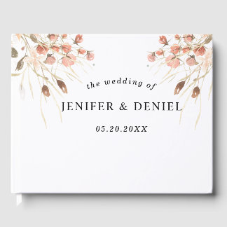 Livro De Visitas Casamento Floral com Aquarela Seca Boho