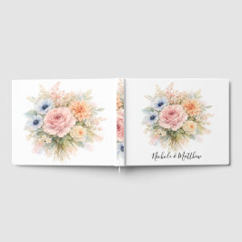 Livro De Visitas Casamento Floral com Aquarela Suave
