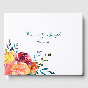 Livro De Visitas Casamento floral cor de turquesa brilhante Verão