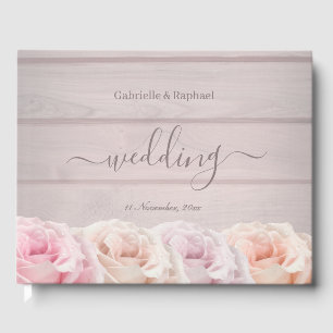 Livro De Visitas Casamento Floral Crítico Rosas Rosa Verdadeiras
