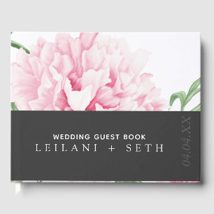Livro De Visitas Casamento floral da peônia moderna do rosa do