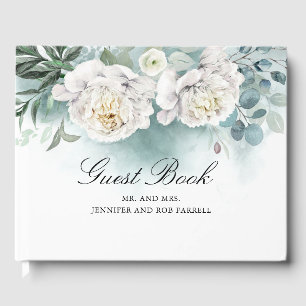 Livro De Visitas Casamento floral das peônias brancas