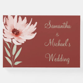 Livro De Visitas Casamento Floral de Cor de Água Rosa Elegante