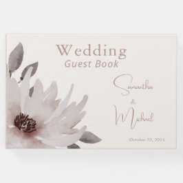 Livro De Visitas Casamento Floral de Cor de Água Rosa-Rosa-Blush El