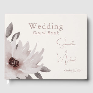 Livro De Visitas Casamento Floral de Cor de Água Rosa-Rosa-Blush El