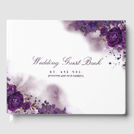 Livro De Visitas Casamento Floral de EggPlant Purple