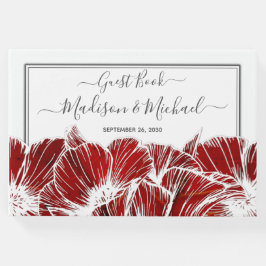 Livro De Visitas Casamento Floral de Elegante Red Poppy