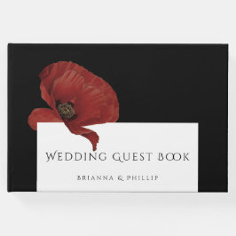 Livro De Visitas Casamento Floral de Elegante Red Poppy