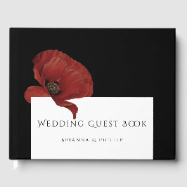 Livro De Visitas Casamento Floral de Elegante Red Poppy