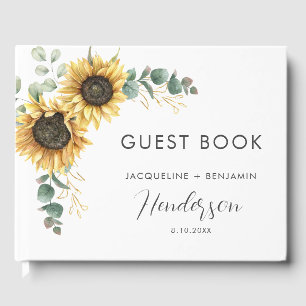 Livro De Visitas Casamento Floral de Girassol