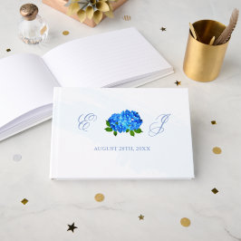 Livro De Visitas Casamento Floral de Hortênsia Azul