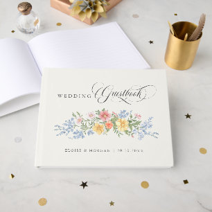 Livro De Visitas Casamento Floral de Jardim de Primavera Ornado com