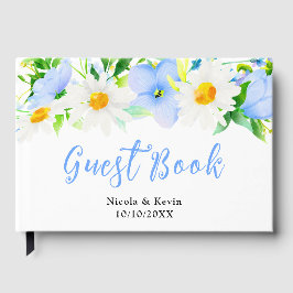 Livro De Visitas Casamento Floral de Margaridas Não-Me-Esqueças