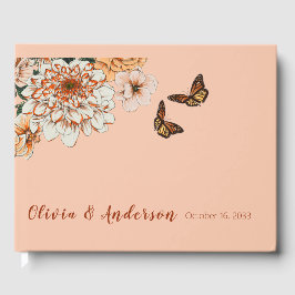 Livro De Visitas Casamento Floral de outono Blush Terracotta