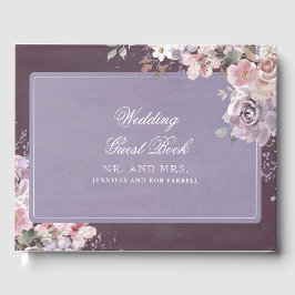 Livro De Visitas Casamento Floral de Plum Lilac e Mauve Vintage