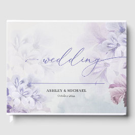 Livro De Visitas Casamento floral de primavera de mauve azul roxo e