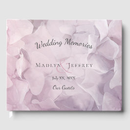 Livro De Visitas Casamento Floral de Verão, Hydrangea Púrpura, Rosa
