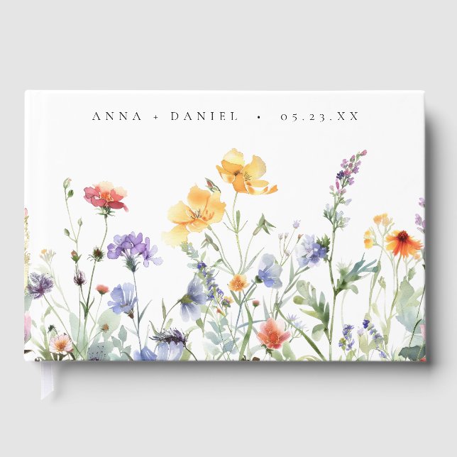 Livro De Visitas Casamento Floral de Vibrant Watercolor (Frente)
