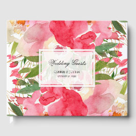 Livro De Visitas Casamento Floral de Watercolor