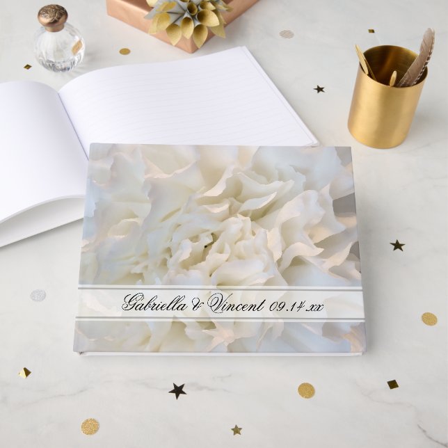 Livro De Visitas Casamento Floral do Cravo Branco (Frente aberta)