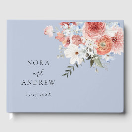 Livro De Visitas Casamento Floral Dusty Blue Blush