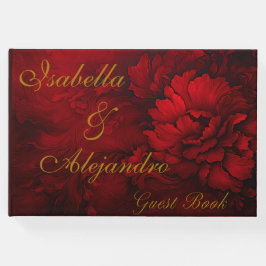 Livro De Visitas Casamento Floral Elegante Burgundy