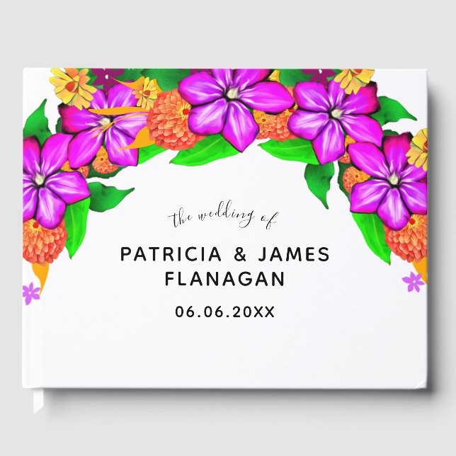 Livro De Visitas Casamento Floral Elegante, Mágico e Negrito (Frente)