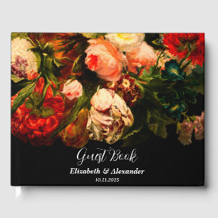 Livro De Visitas Casamento floral elegante sombrio romântico
