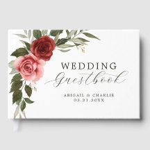 Casamento Floral em Aquarela Romântica Vermelho e