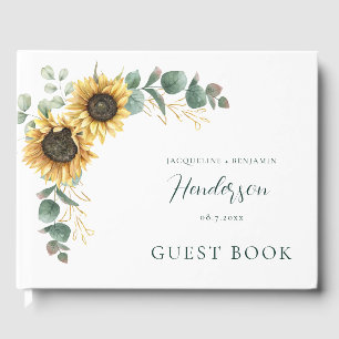 Livro De Visitas Casamento Floral Girassol Eucalipto Script