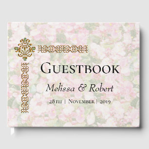 Livro De Visitas Casamento floral Jewelled ouro