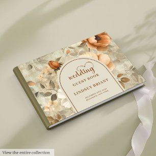 Livro De Visitas Casamento Floral Marfim Terracota Sage Boho Elegan