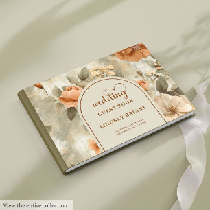 Livro De Visitas Casamento Floral Marfim Terracota Sage Boho Elegan