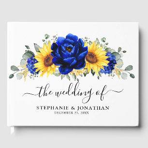 Livro De Visitas Casamento Floral Moderno de Girassol Russo Real