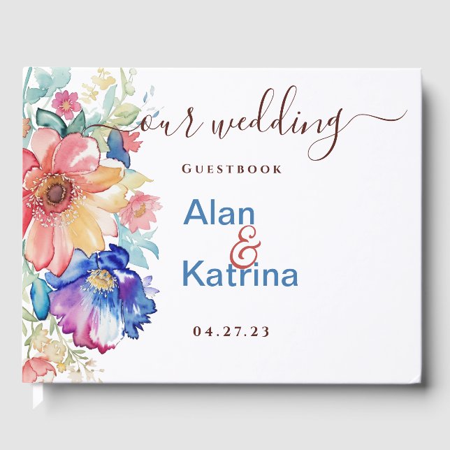 Livro De Visitas Casamento Floral Ousado (Frente)