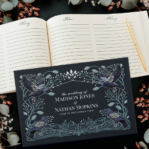 Livro De Visitas Casamento Floral Raven Gótico Encantado de Prata