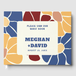 Livro De Visitas Casamento Floral Retro Groovy Boho Chic