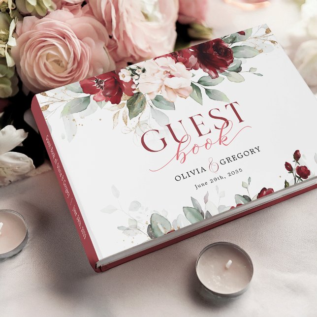 Livro De Visitas Casamento Floral Rosa-Brilhante (Criador carregado)