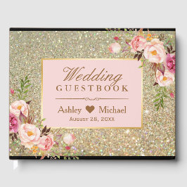 Livro De Visitas Casamento Floral Rosa Dourado Blush Blush